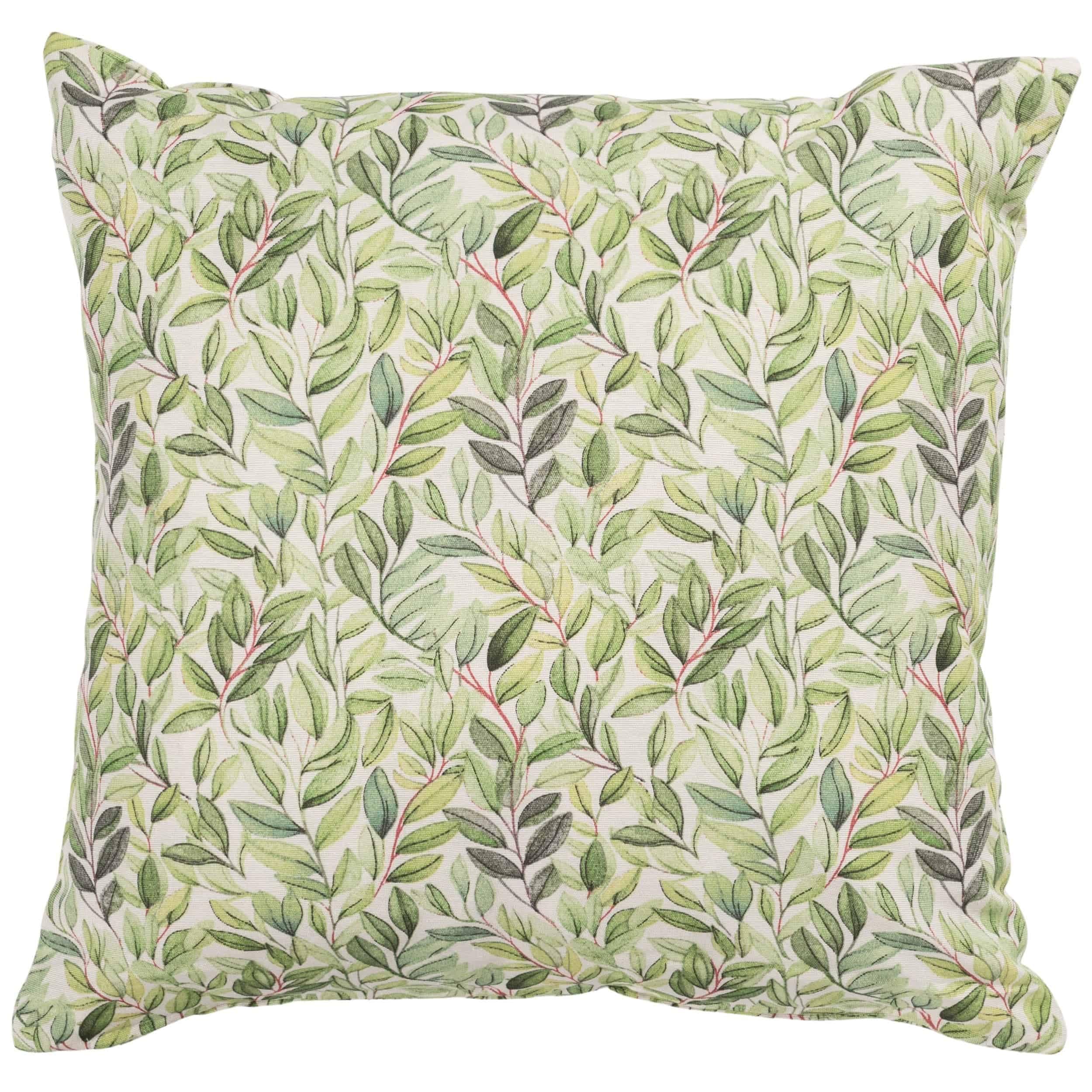 Linen Loft Willow Sketch Cushion Cover in Sage Green. Delicate Nature-Inspired Botanical Leaf Design. 17x17 Square Cover Only