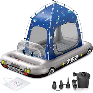 QPAU Inflatable Toddler Travel Bed with Tent & Fast Pump