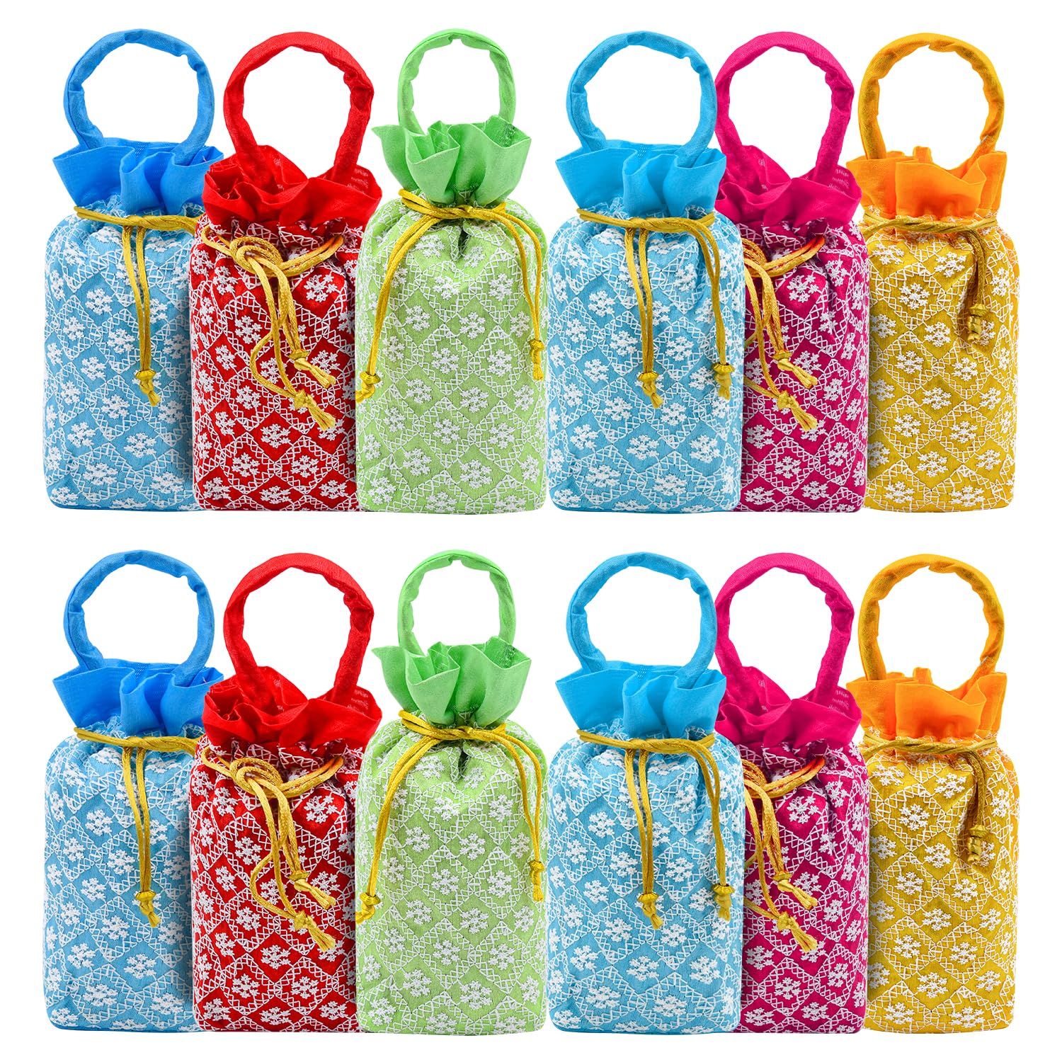 Women Potli Bags | Embroidered Ethnic Silk Potli | Traditional Shagun Return Gifts Potli for Mehandi, Haldi, Baby Shower, Wedding, Sangeet-image-42