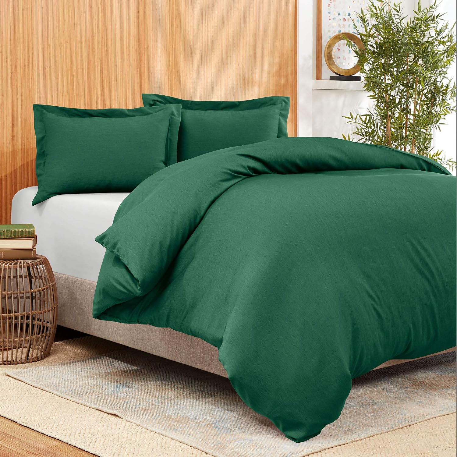 Empyrean Bedding Bamboo Blend 3-Piece Duvet Cover Set – Bamboo and Microfiber Blend – Hotel Luxury Extra Soft Cool Comfy Duvet Cover – Easy Care Wrinkle Free No Ironing Necessary - King - Hunter Green