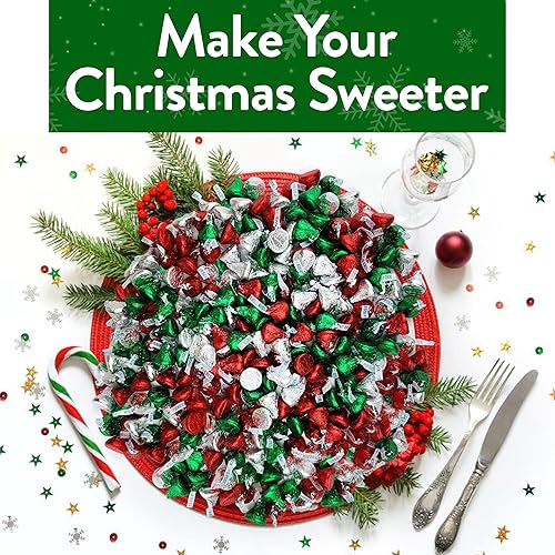 Miniatura 4 de Kisses Christmas 2 lb Hersheys Kisses - Caramelo de chocolate de Navidad con leche de 2 libras  Caramelos a granel envueltos individualmente