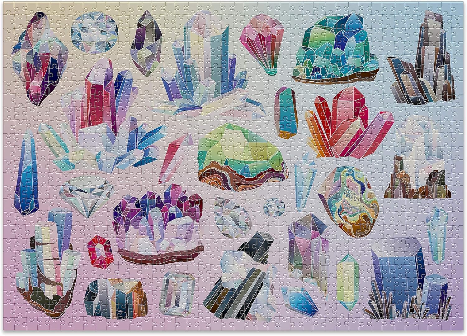 Cloudberries Crystals 1000-Piece Jigsaw Puzzle for Grown Ups. Cool Purple and Pink Design Packed with Gems, Diamonds and Precious Stones and a Subtle Gradient. Made in Europe.