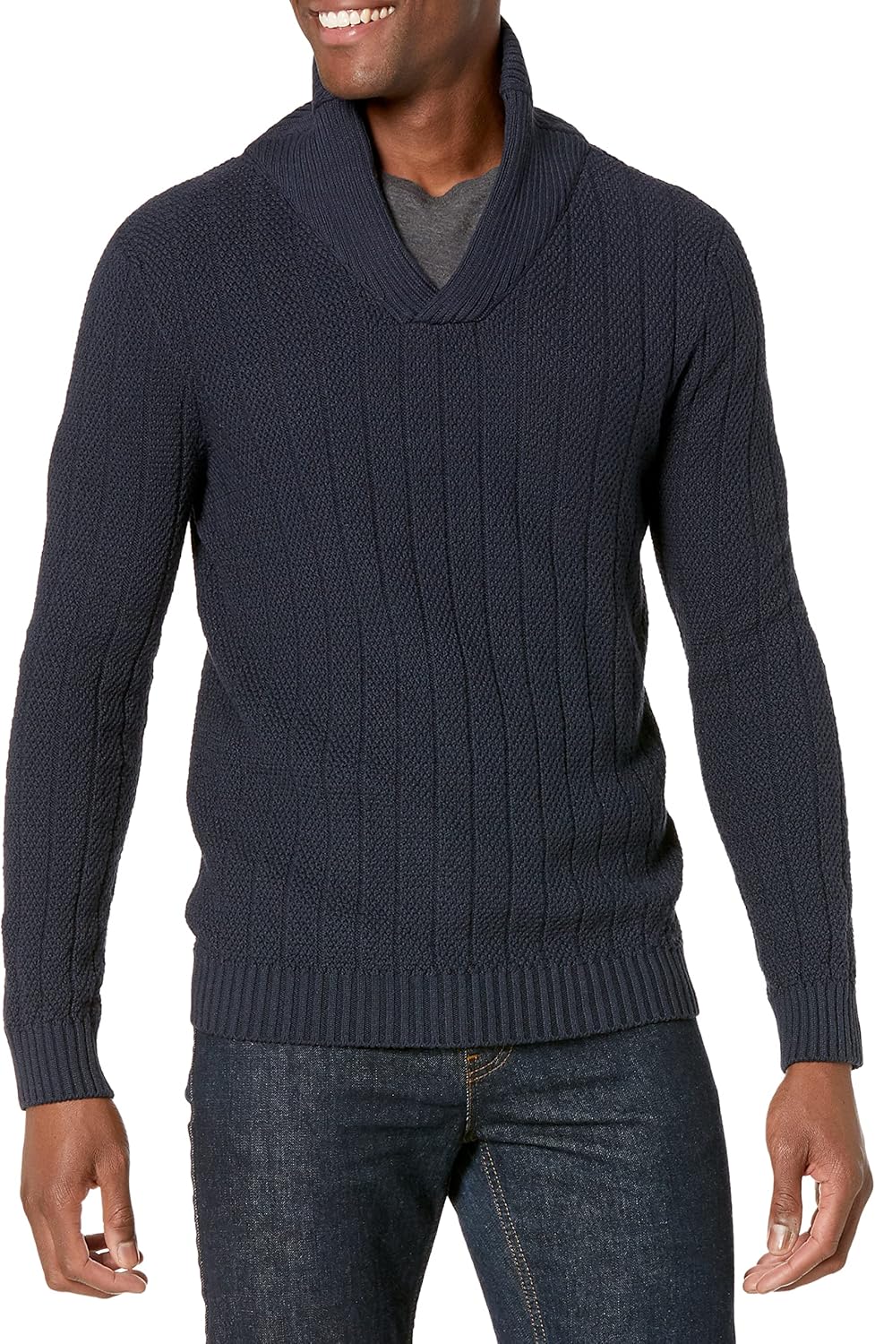Men's 3D Cotton Thermolite Shawl Collar Pullover Sweater