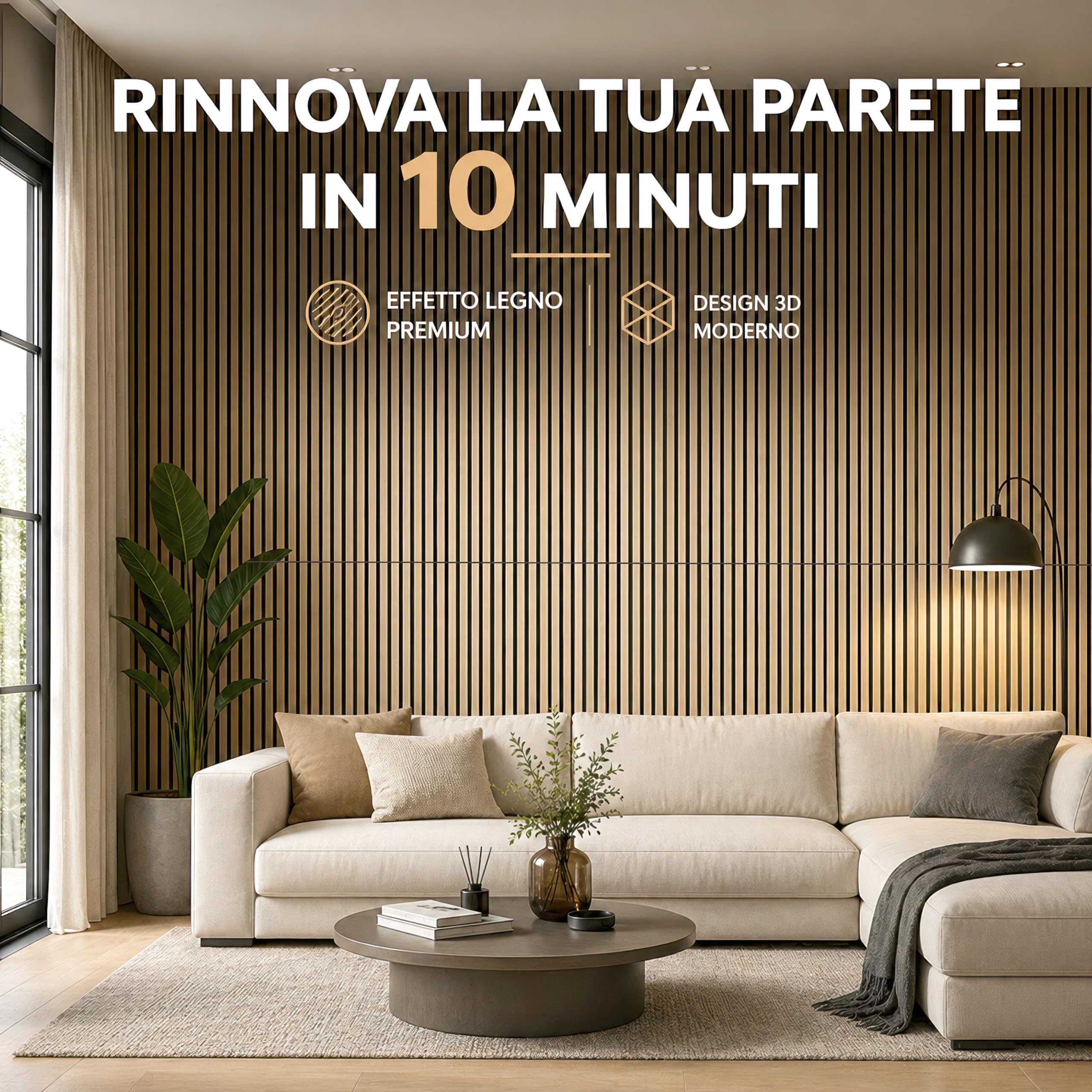 Set 4 Pannelli Fonoassorbenti Legno Impiallacciato, 60 x 120 cm, Pannelli Decorativi per Pareti 3D, Pannelli Acustici per Soffitto, Soggiorno e Ufficio, Rovere Naturare
