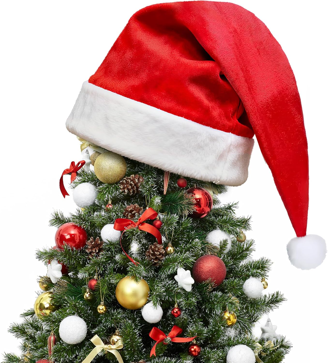 26.3 x 31.5 inch Extra Large Santa Hat Tree Topper Christmas Tree Topper Red Santa Hat Cute Christmas Trees Ornament for Xmas Holiday Party Decoration (23.6" * 31.5")