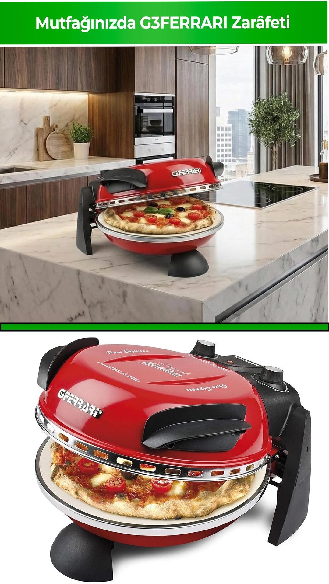 G3Ferrari Delizia Pizza Makinesi 3 Taş Tabanlı 400°C Pizza Fırını