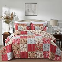 Vista 30 de Secgo - Juego de edredón Queen para cama - 100% algodón, edredón tamaño Queen, colcha burdeos (90 * 98 pulgadas) con 2 fundas de almohada, colcha