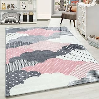 Carpetsale24 Alfombra Infantiles, Color Rosa, diseño de Nubes, 111152, Alfombra Rectangular, Alfombras habitación Infantil-habitación bebé, 200 x 290 cm