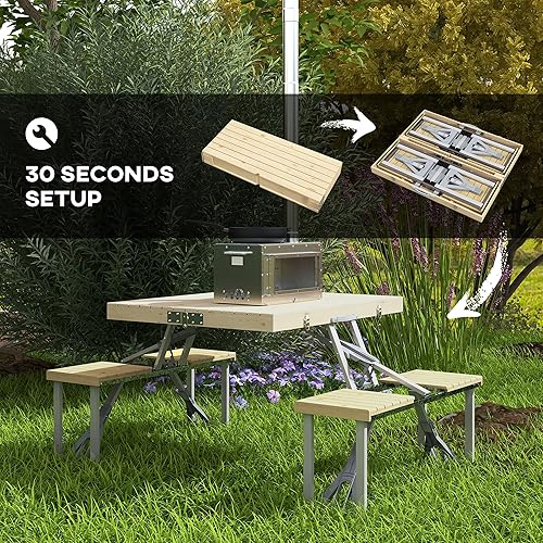 Miniatura 4 de Outsunny - Mesa de picnic ligera portátil y plegable con sillas integradas