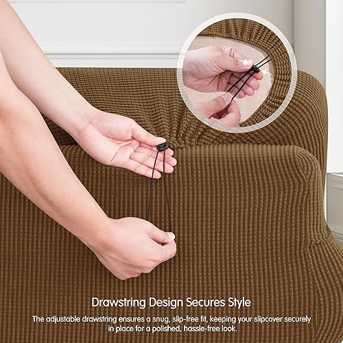 Miniatura 3 de CHUN YI - Funda elástica para sofá (7 piezas), funda para sofá de 3 plazas con tres respaldos y cojines separados con banda elástica, tela jacquard