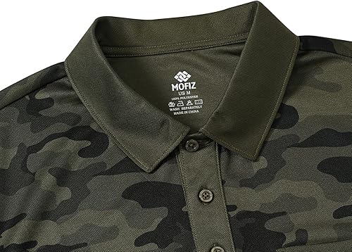 Miniatura 4 de MoFiz Polo de golf para hombre con camuflaje, de manga corta, con ajuste seco, de piqué, con cuello, para senderismo