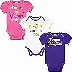 Gerber NFL Minnesota Vikings 3 Pack Ruffle Sleeve Team Bodysuit, purple/white/pink Minnesota Vikings, 0-3 Months