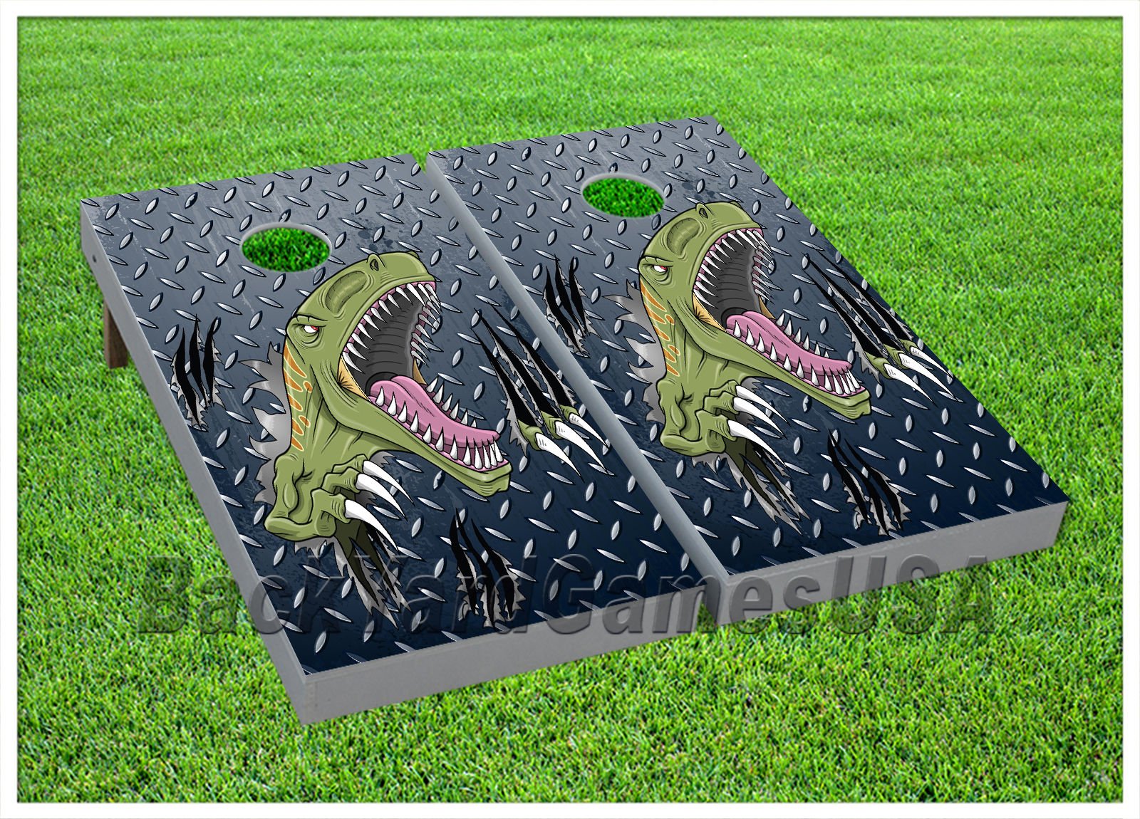 Cornhole Boards w Bags Corn Hole Beanbag Game T Rex Dinosaur Kids Party Set 479