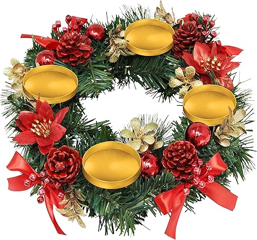 Miniatura 2 de Soporte para velas de adviento con cinta roja para velas de adviento  Tamaño grande  Soporte para coronas de Adviento de Navidad  Decoración de