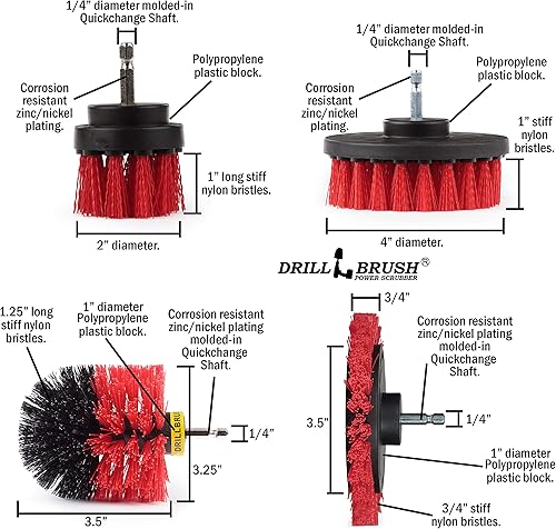 Miniatura 5 de Drillbrush Juego de estropajos y estropajos de alta resistencia comercial, juego de accesorios de cepillo de nailon alimentado por taladro, cepillo