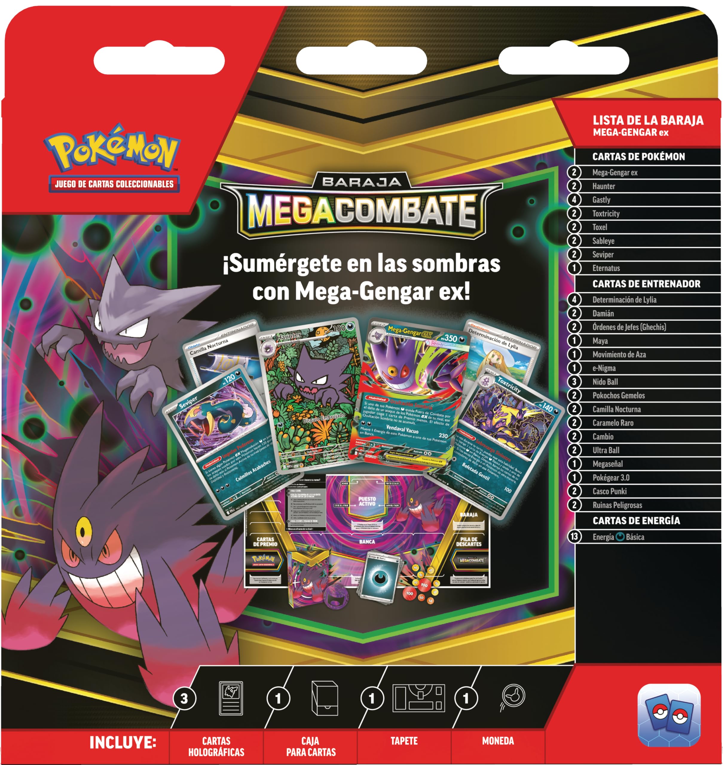 Pokémon: Baraja Megacombate de Mega-Gengar ex de JCC Pokémon (1 baraja de 60 Cartas Lista para Jugar)