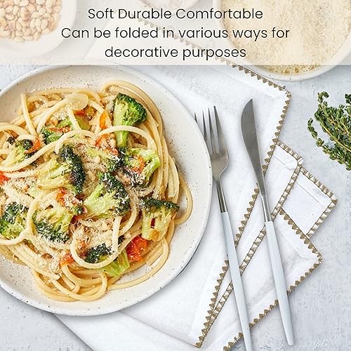 Miniatura 5 de Cotton Clinic Servilletas de tela con ribete  Servilletas de mesa de uso diario  Suaves y duraderas lavables  Ideal para cenas, bodas, Navidad,