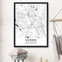 Vista 3 de Mapa de Gurnee, Illinois, Light 2 (8x10)
