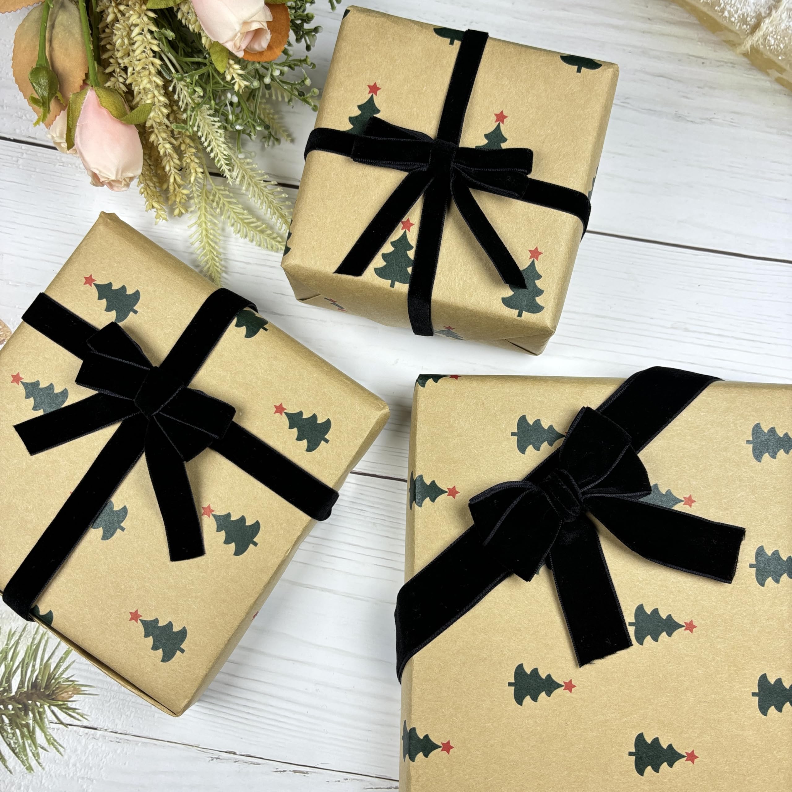 Ruban Velours Noir KINGLAKE - 2 Cm X 10 M - Parfait Pour Emballage Cadeaux, Déco Noël, Scrapbooking Et Créations DIY - 7