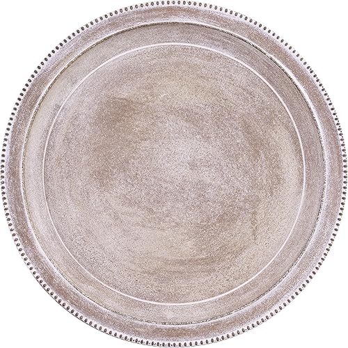 Miniatura 9 de DN DECONATION Bandeja rústica blanca para decoración moderna del hogar, bandeja redonda de madera de 12 pulgadas, bandejas decorativas blancas