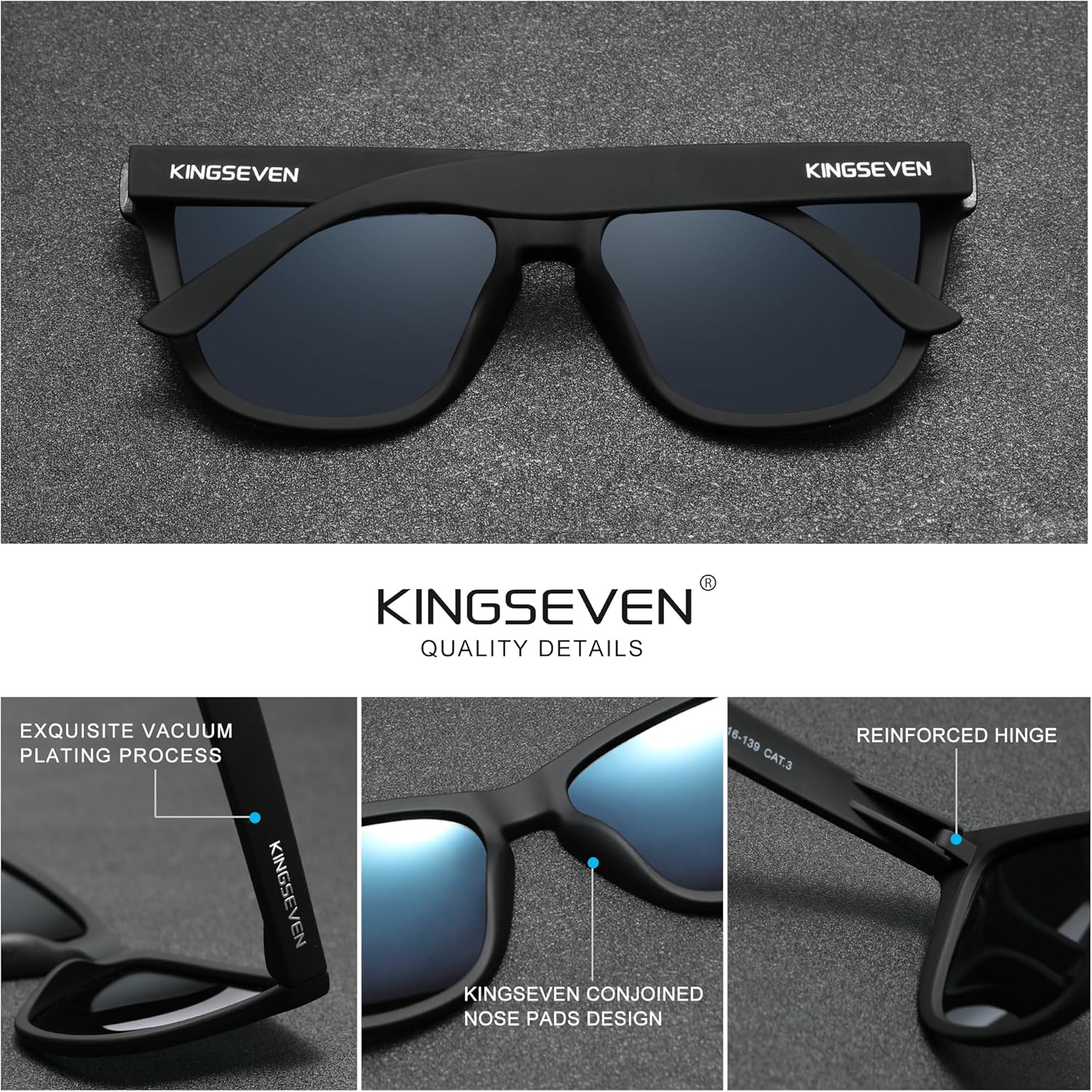 KINGSEVEN Classic Polarized Sunglasses for Women Men Driving Fishing Sun Glasses UV ProtectionLC759-A1