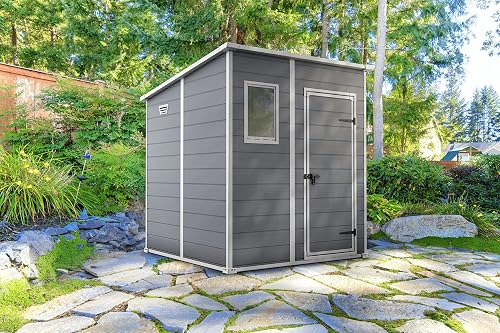 Keter Manor Pent Garden Storage Shed 6 x 6 feet - Grey, 200.6 cm*183.5 cm*183.0 cm - 2