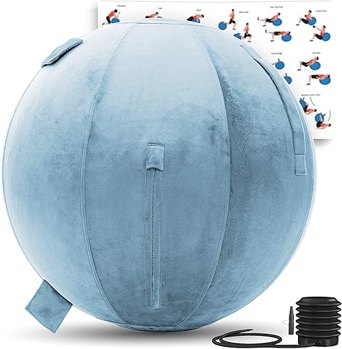 Miniatura 41 de Husband Pillow Pelota de ejercicio, cubierta con bomba para yoga, pilates, estabilidad de equilibrio de fitness, asiento de silla de pelota de