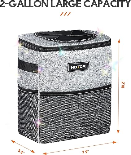 Vista 66 de HOTOR - Organizador de auto con tapa y bolsillos de almacenamiento, 100 % a prueba de fugas, resistente al agua, cubo de basura para autos, Negro