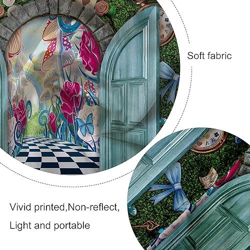 Miniatura 5 de Newsely Fondo de té de valla verde del País de las Maravillas de 7 pulgadas de ancho x 5 pulgadas de alto, fotografía de hadas y tierra de los