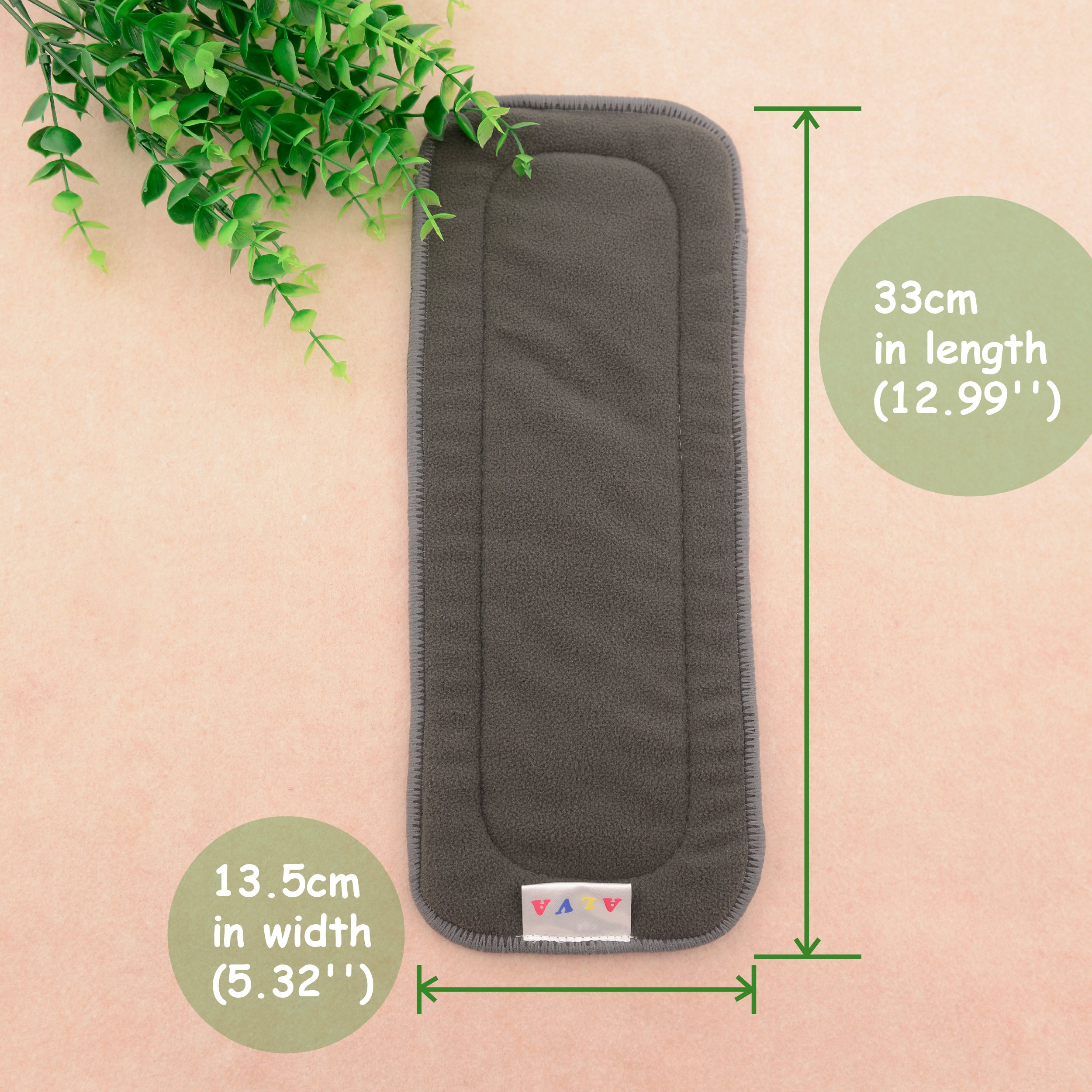 ALVABABY Rivestimenti riutilizzabili in bambù a 5 strati carbone per pannolini lavabili 12 pezzi 12ZTN-IT