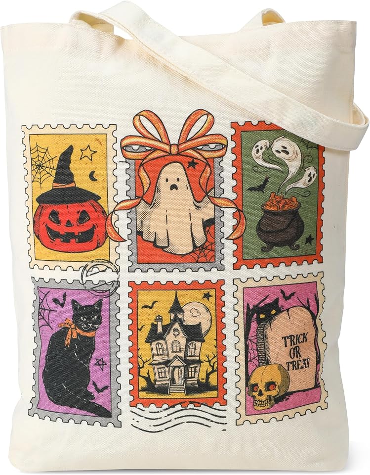 Lamyba Reusable Canvas Halloween Candy Bucket product image from the current Amazon listing