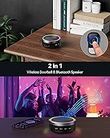 Vista 2 de TECKNET Timbre inalámbrico con altavoz Bluetooth, timbre portátil 2 en 1 con luz RGB, 100dB y modo silencioso, altavoz Bluetooth con sonido estéreo