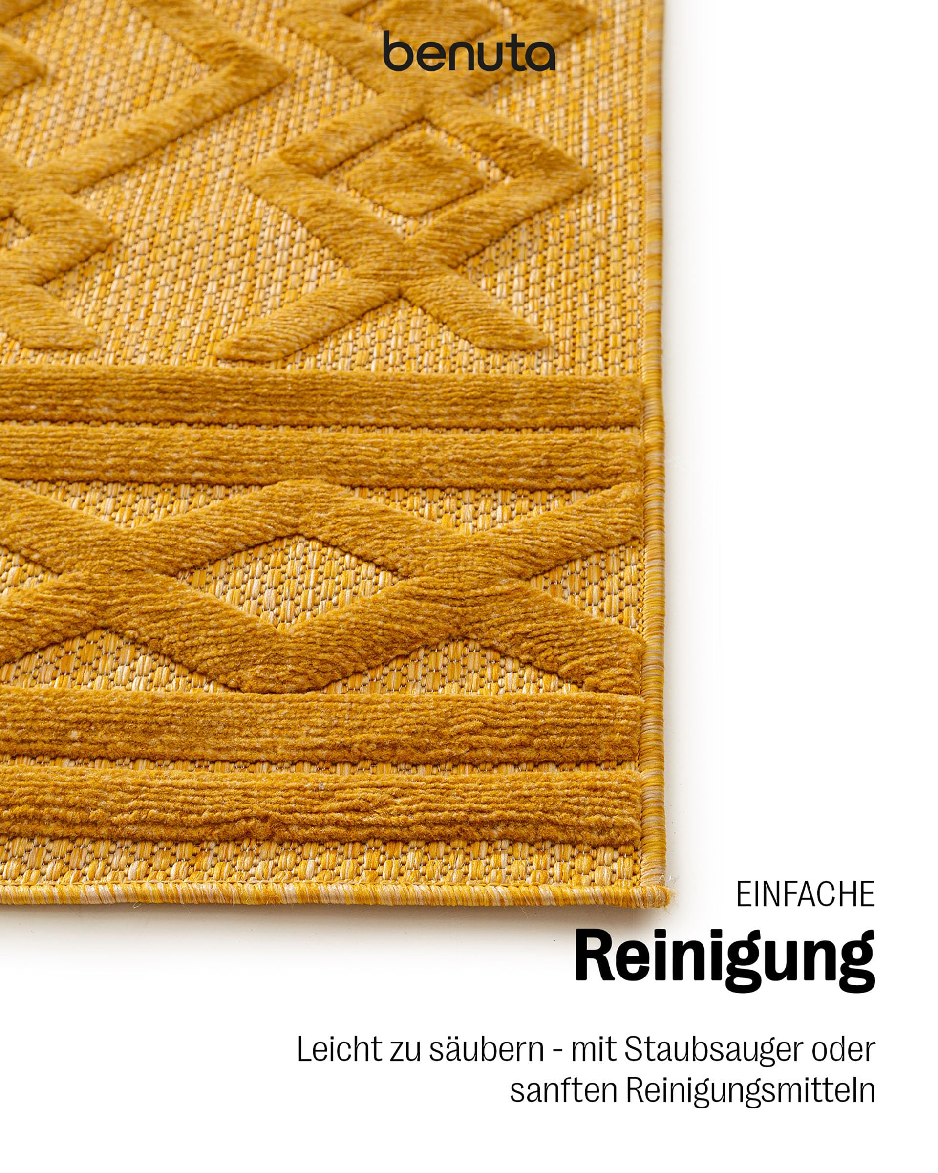 benuta Nest Teppich Bonte - Gelb 120x170 cm - Kunstfaser - Outdoor geeignet - Rechteckig - Pflegeleicht für Esszimmer Küche Outdoor/Terrasse