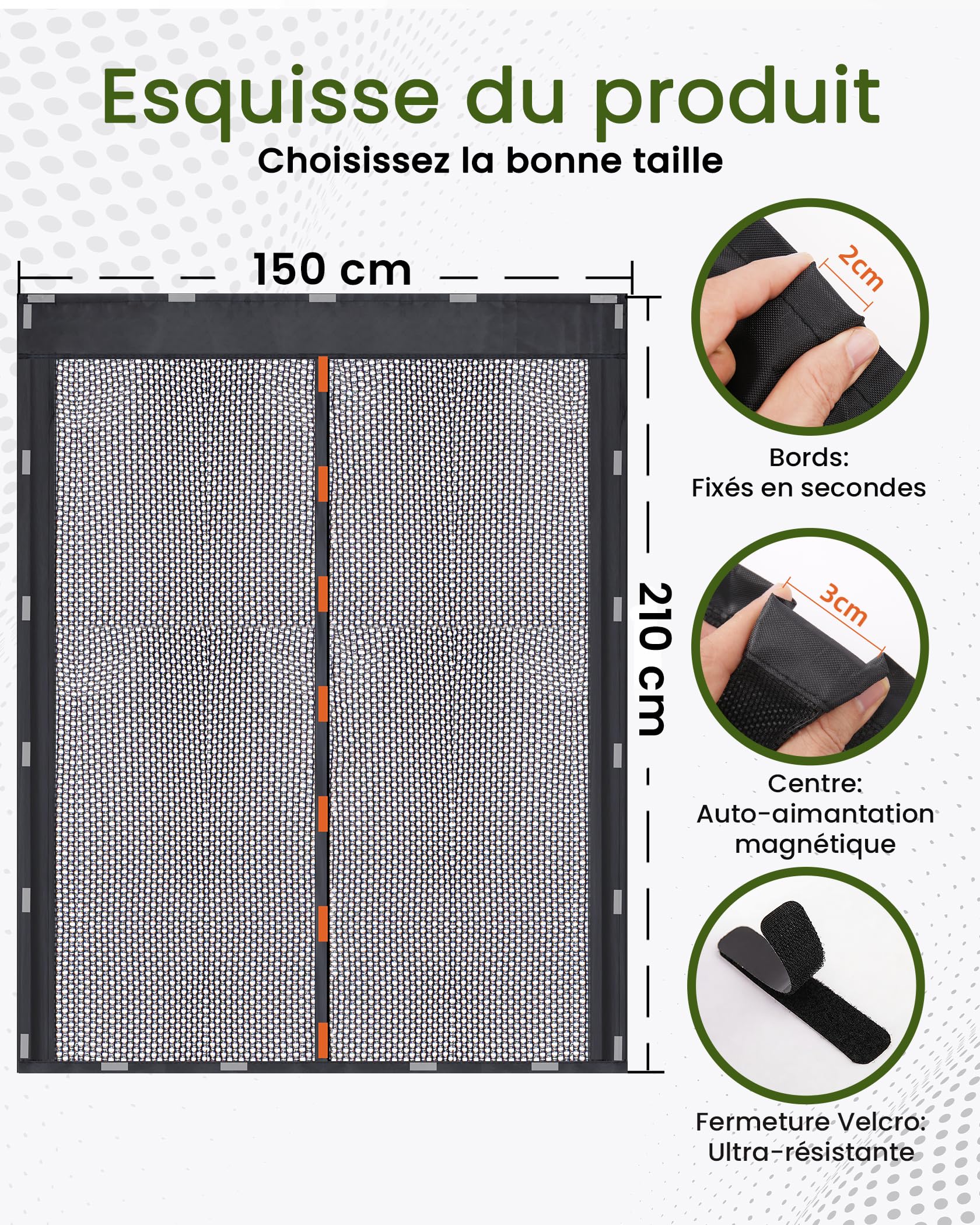 210x150cm (H x L) Moustiquaire Magnétique, Moustiquaire Porte pour Portes Latérales et Arrière, avec Fermeture Magnétique – Idéal pour Les Fourgons, Camping-Cars et Le Camping en Plein Air