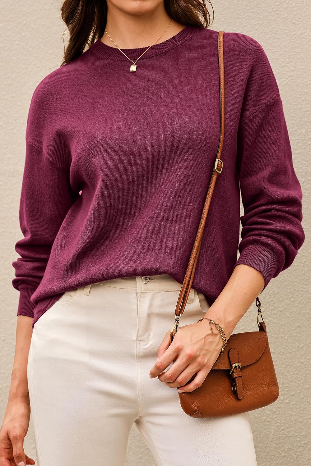 Arach&Cloz Women's 100% Cotton Sweaters Spring Summer Casual Relaxed Fit Cozy Sweatshirt Tops 2026 - Image 3