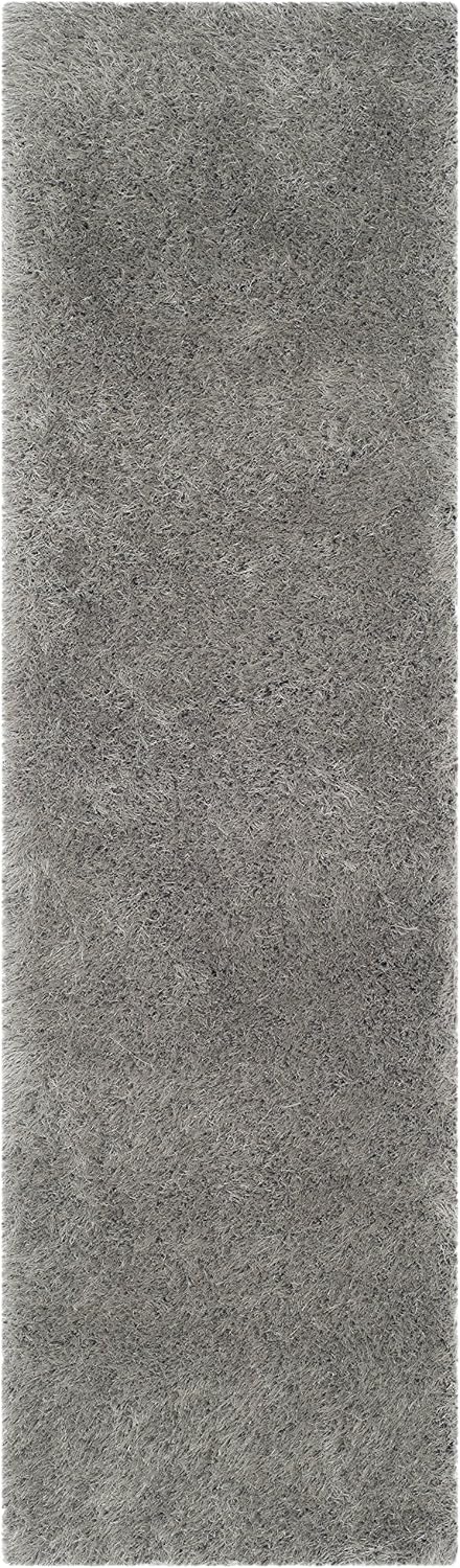 SAFAVIEH Venice Shag Collection Runner Rug - 2'3" x 6', Silver, Handmade Glam, 3-inch Thick Ideal for High Traffic Areas in Living Room, Bedroom (SG256S)
