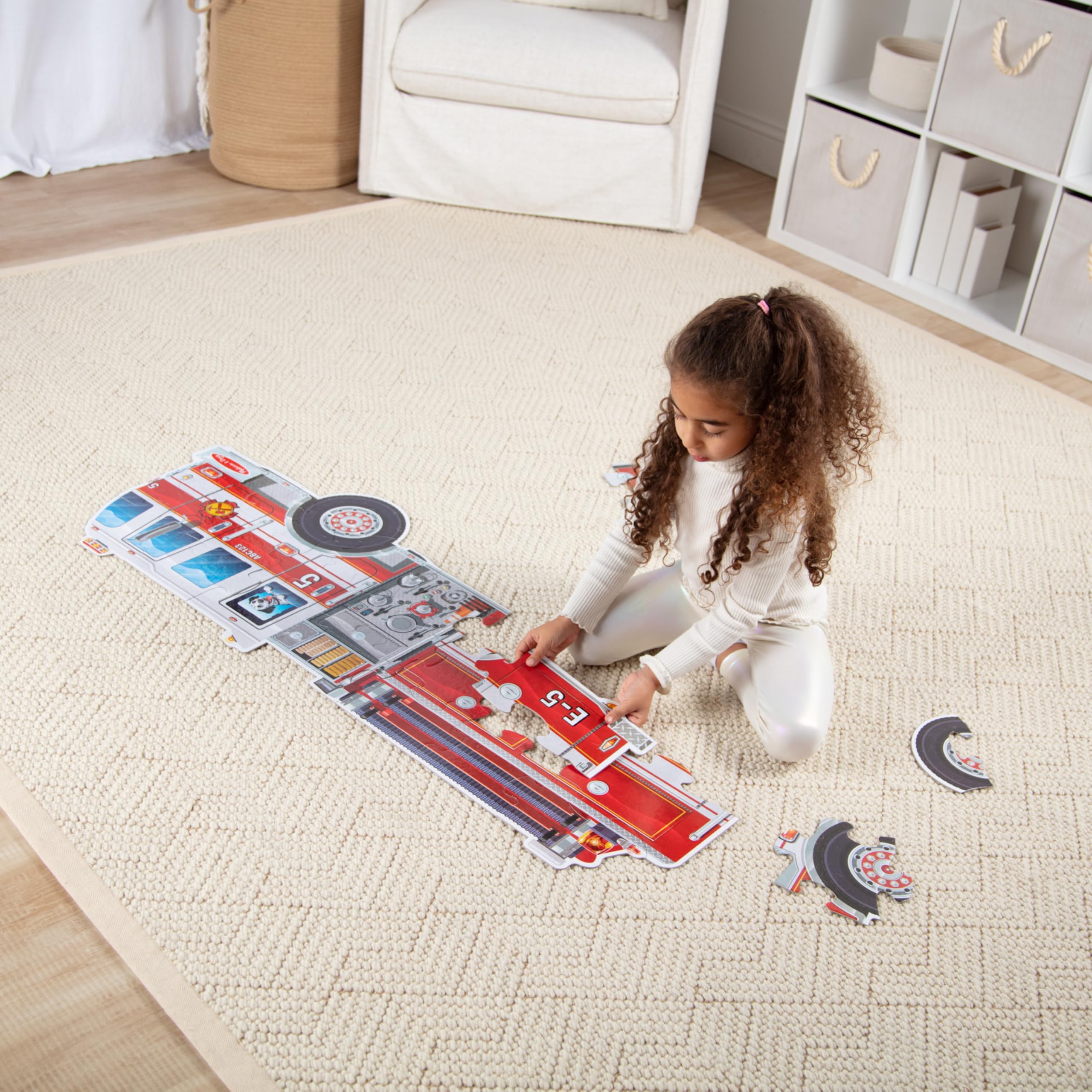 Melissa & Doug Neu! Riesiges Feuerwehrauto Bodenpuzzle 24 Teile