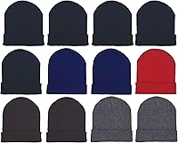 Winterlace 12 Pack Warm Knitted Beanie Hats for Men Women - Cozy Cuffed Skull Caps, One Size Fits Most Bulk Wholesale