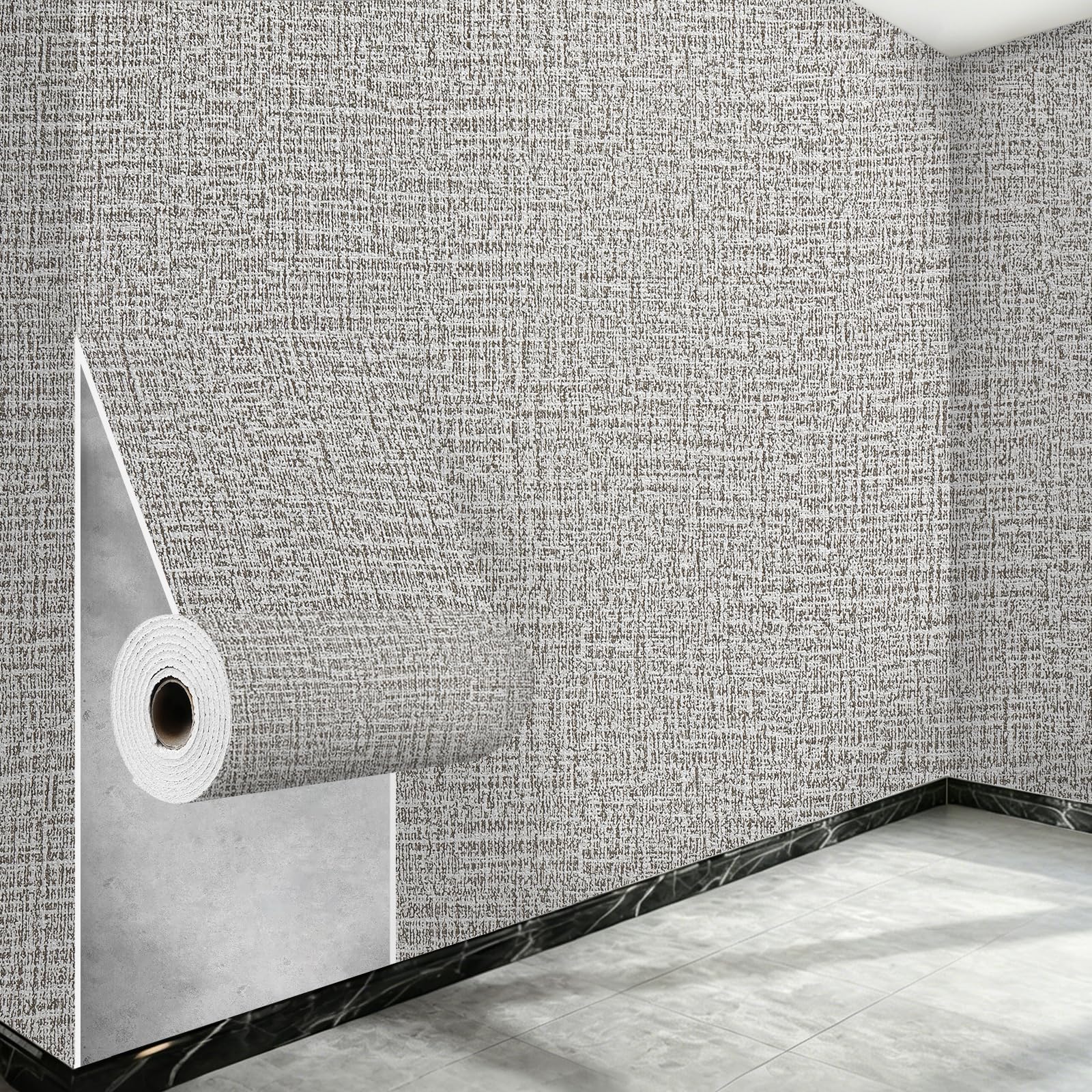 Anttyscar 3mm Thicken Thermal Insulation Wall Sticker Room Cold-Proof Self-Adhesive Wallpaper 3D Wall Panels Peel and Stick Wallpaper, Waterproof PE Foam for Living Room, and Kids Bedroom, Grey