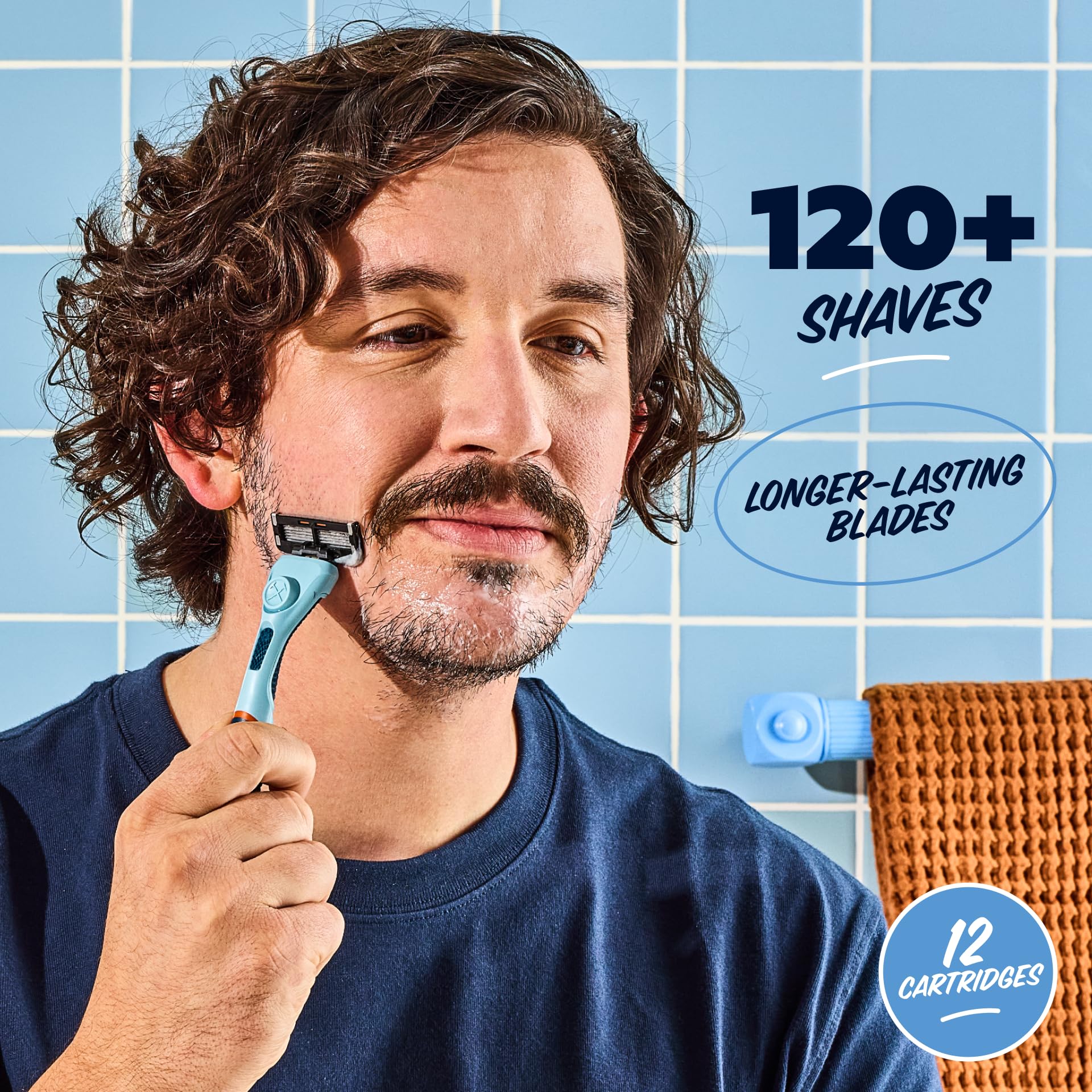 Dollar Shave Club Cartuchos de recambio para maquinilla de afeitar de 6 cuchillas, plateado/azul, 12 unidades