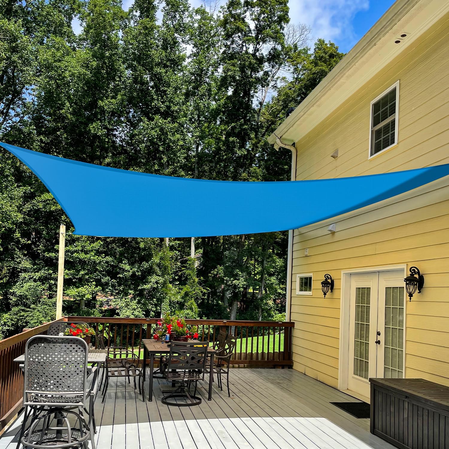 Blue 8' x 12' Rectangle Sun Shade Sail with Durable Rope
