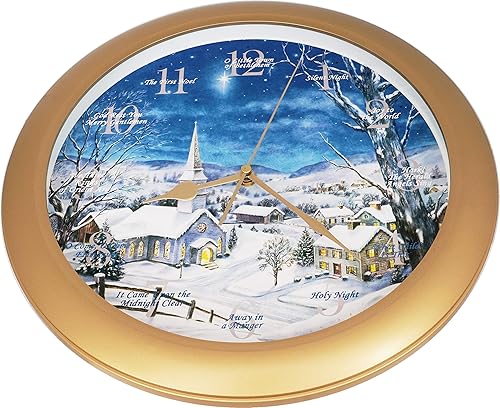 Vista 28 de JUSTIME Reloj de pared de caoba de 14 pulgadas con 12 villancicos de Navidad, elegancia atemporal Wsh Caoba