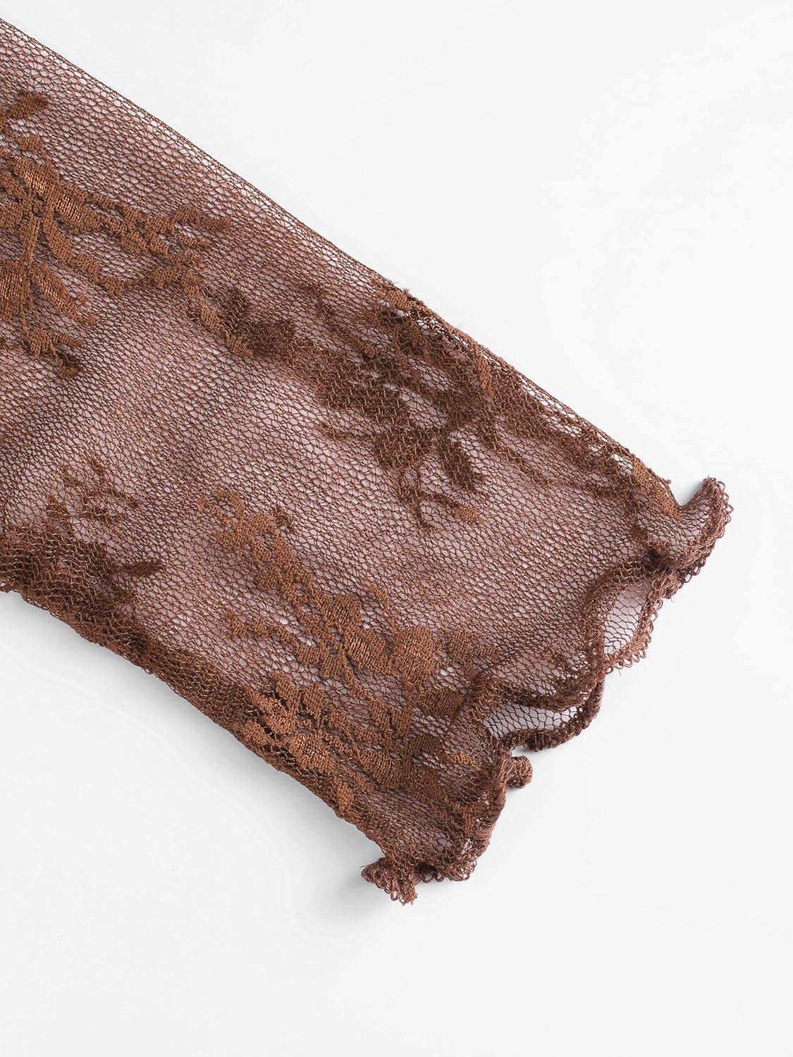 CIDER Women’s Mesh Lace Floral Long Sleeve See Through Mock Neck Tops Blouse & Solid Crop Cami Top - Image 5