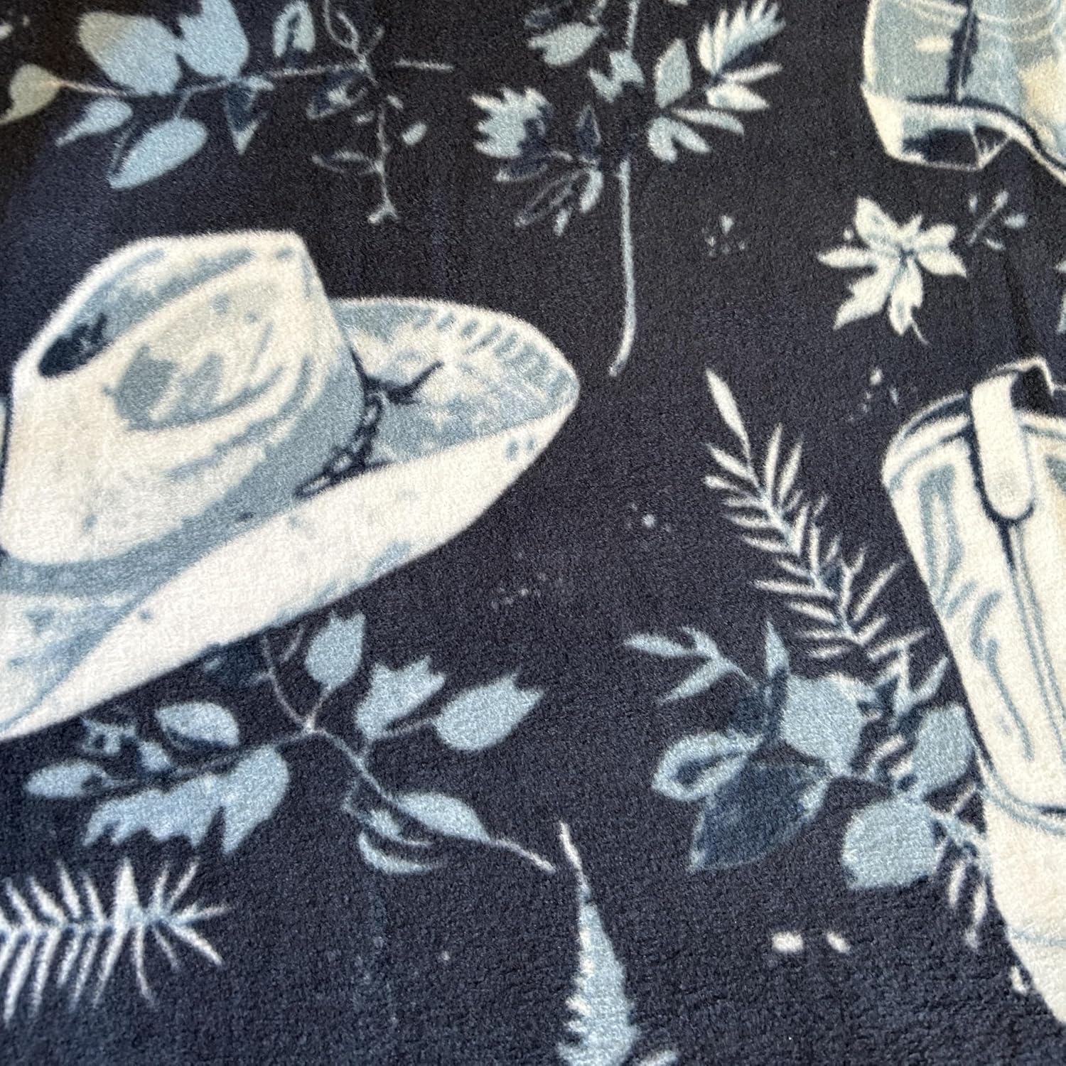 YourFleece No-Sew Throw Fleece Fabric DIY Blanket Making Kit, Make Your Own, Anti-Pill, Country Cowboy Boots and Hats, 72x60 inches