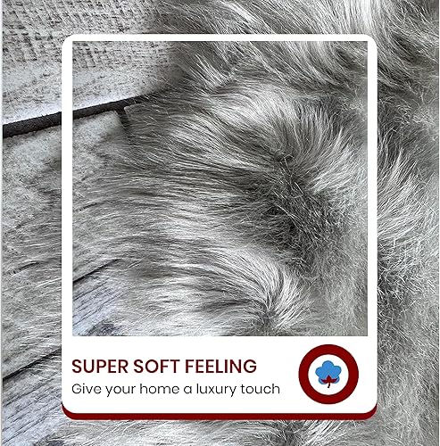 Miniatura 5 de Alfombra de lujo de piel de oveja sintética  Alfombra esponjosa para dormitorio, sala de estar, habitación de los niños, alfombra suave y esponjosa,