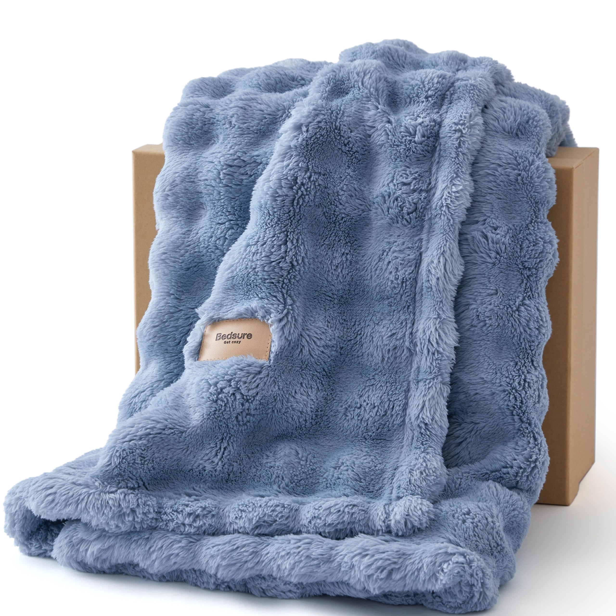 Bedsure Bubble Fleece Throw Blanket - Lightweight, Sage Green, 150x200cm — image 1