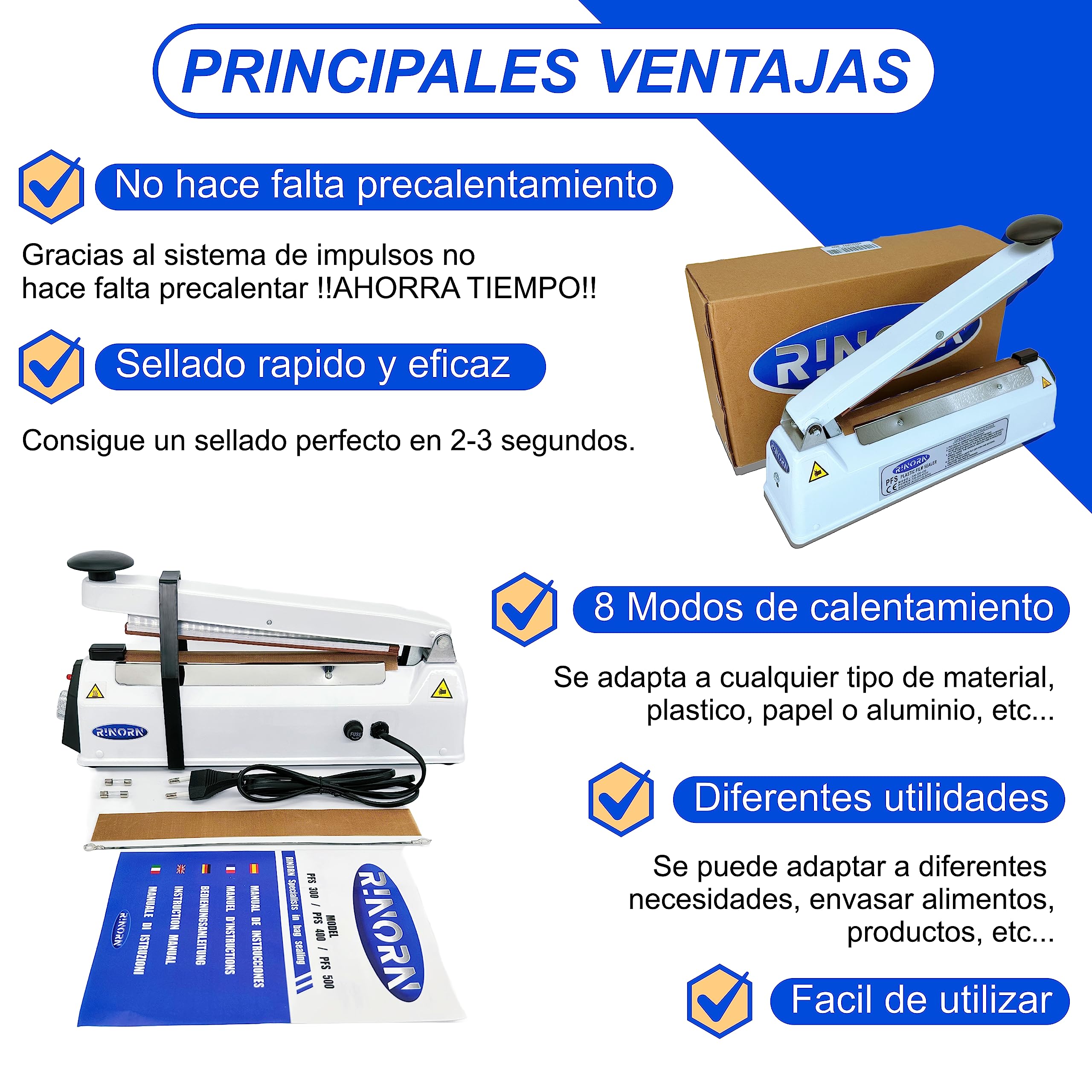 Selladora Bolsas De Plastico De 30cm, 40cm o 50cm / Sellador De Bolsas Compatible Con Plastico, Papel o Aluminio/Termoselladora Fabricada En Aluminio Y Con Materiales De Repuesto.