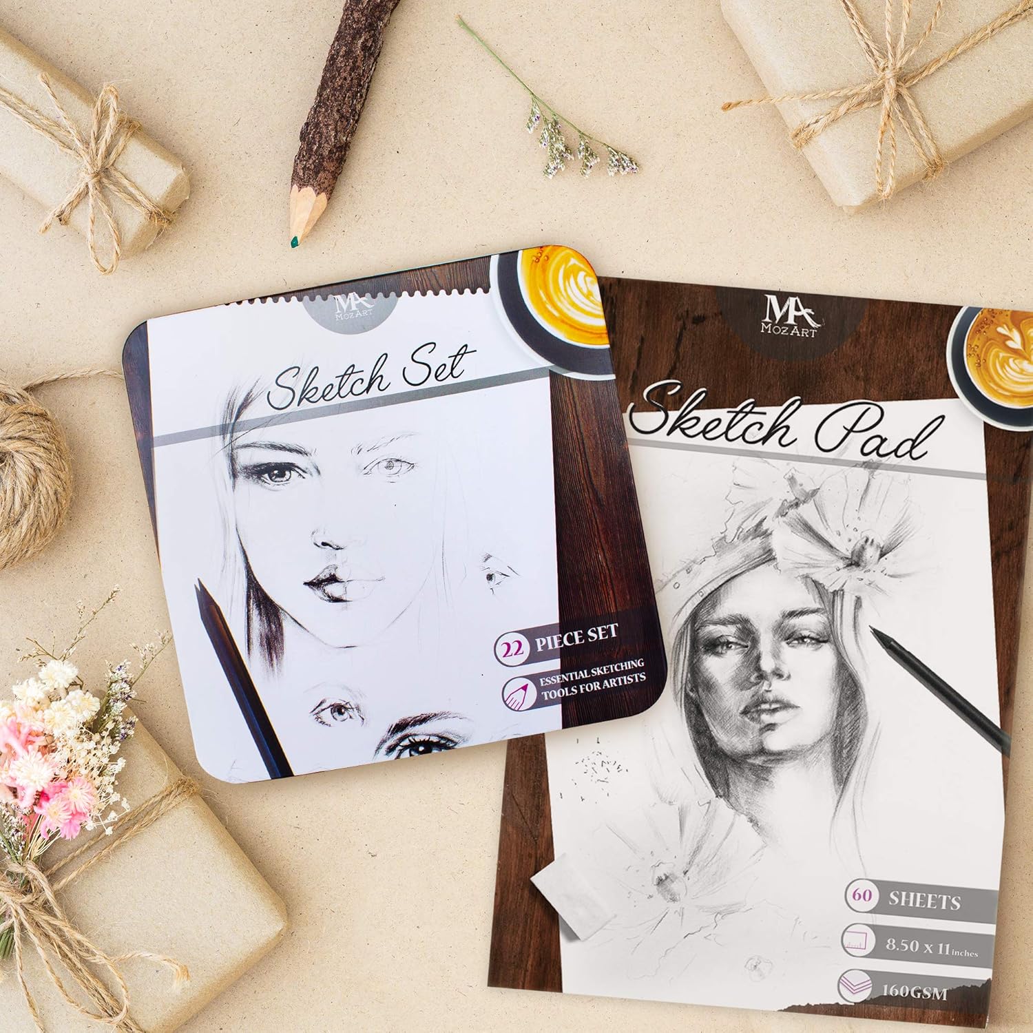 Mozart Sketch Pad – Acid Free Sketch Book - 60 Sheets (160g/m2) Smooth, Sketch Book Set, Thick Drawing Paper - Ideal for Kids, Teens & Adults. Perfect for Sketching, Stenciling and More : Arts, Crafts & Sewing