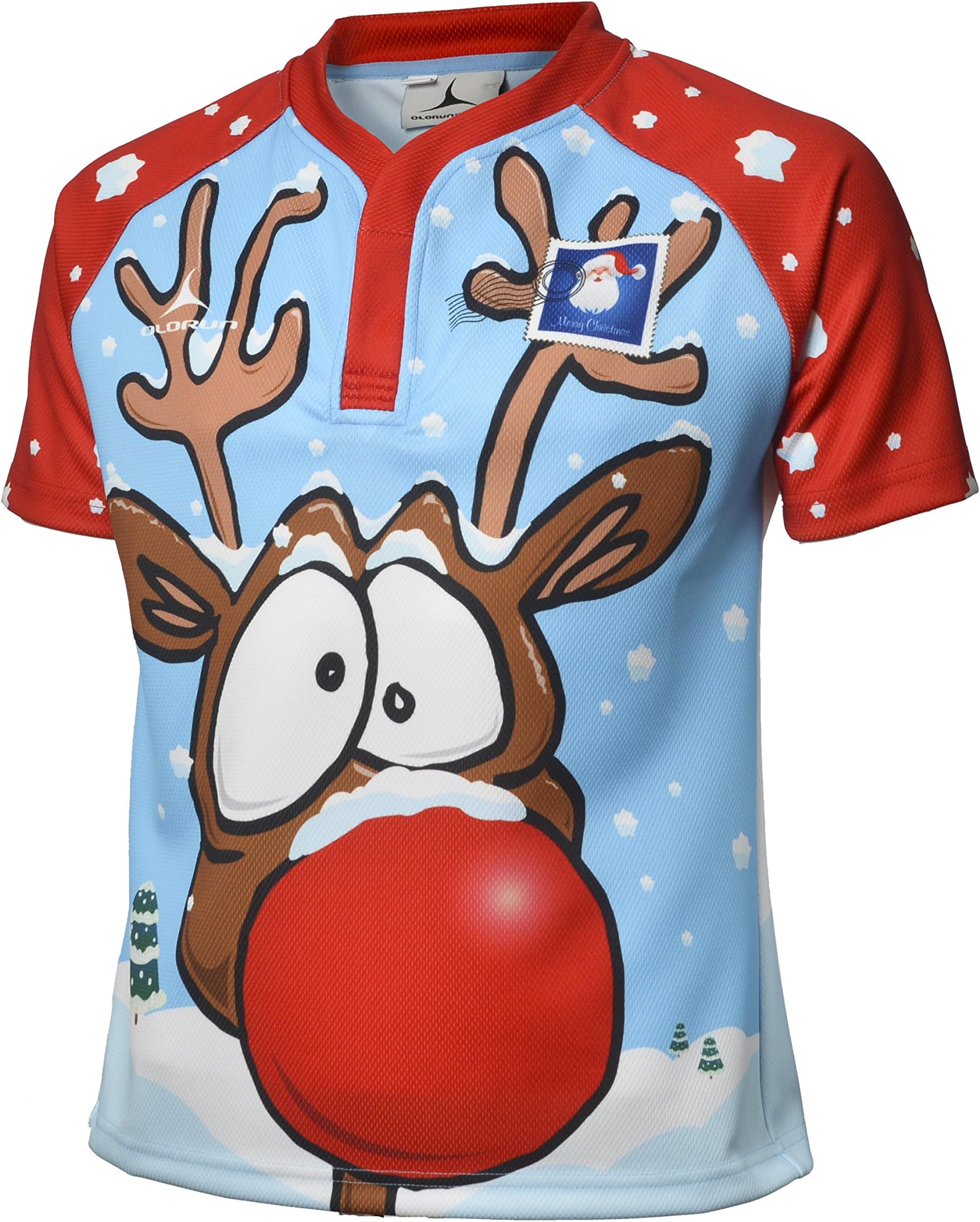 Rudolph 7's Rugby Shirt Old School Christmas Jumper design (S-XXXXL)