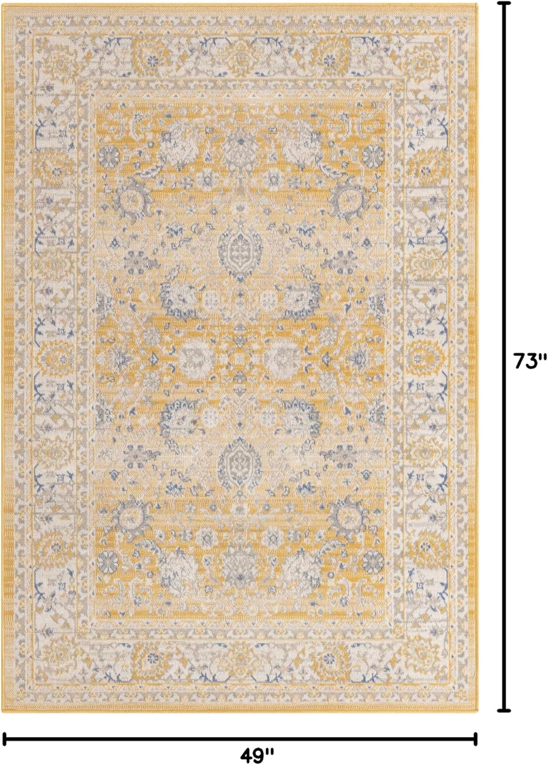 Unique Loom Whitney Collection Traditional Border Area Rug (4' 0 x 6' 0 Rectangular, Tuscan Yellow)
